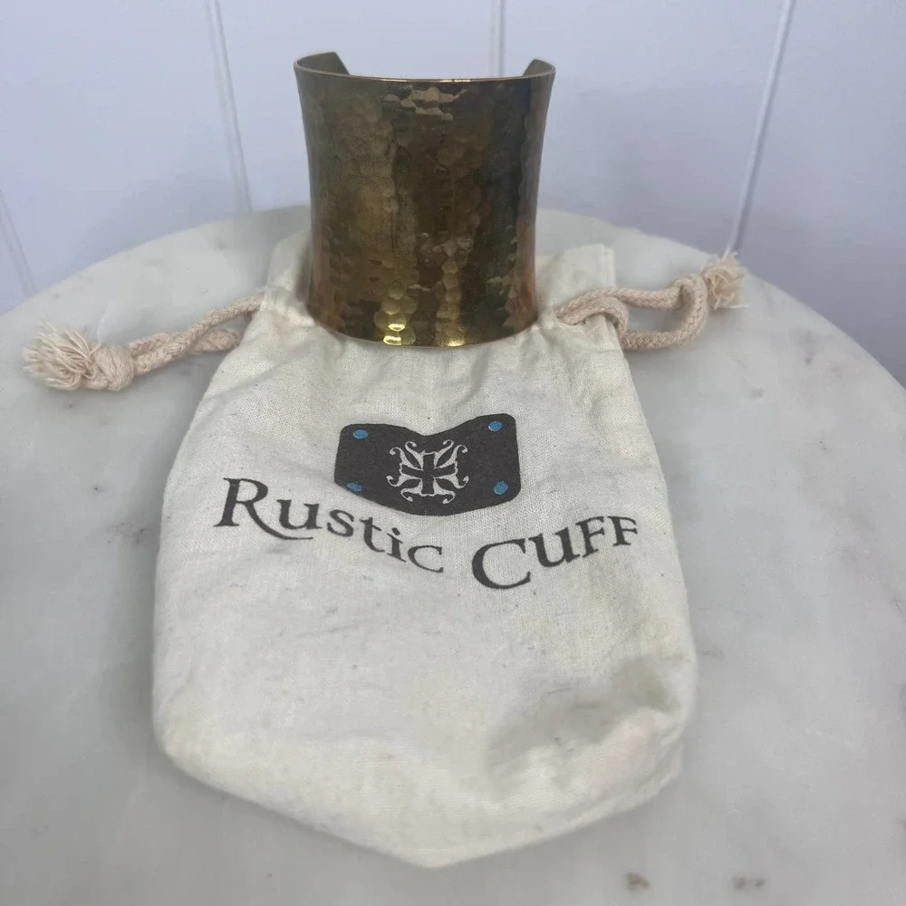 Rustic Cuff Copper Hammered Cuff Bracelet with‎ Dust Bag